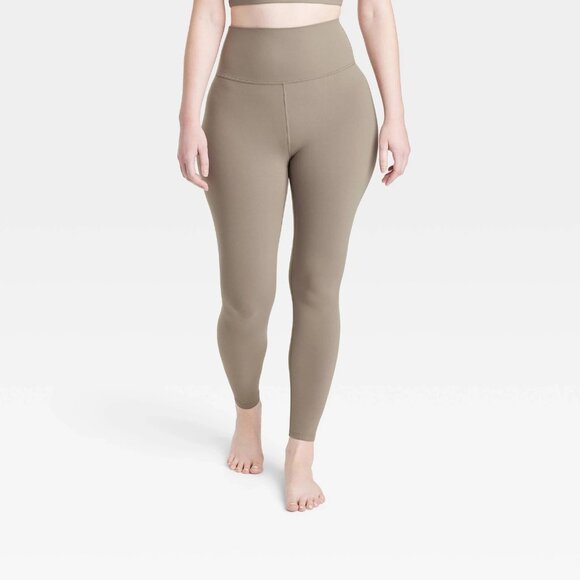 Large - Womens Soft Ultra High-Rise Leggings - All In Motion - Taupe Brown - Picture 9 of 10